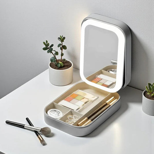 White Jewelry Box with LED Mirror