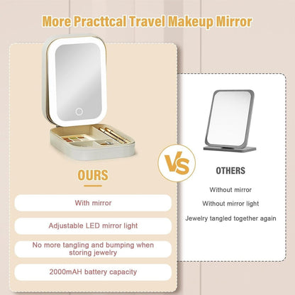 White Jewelry Box with LED Mirror