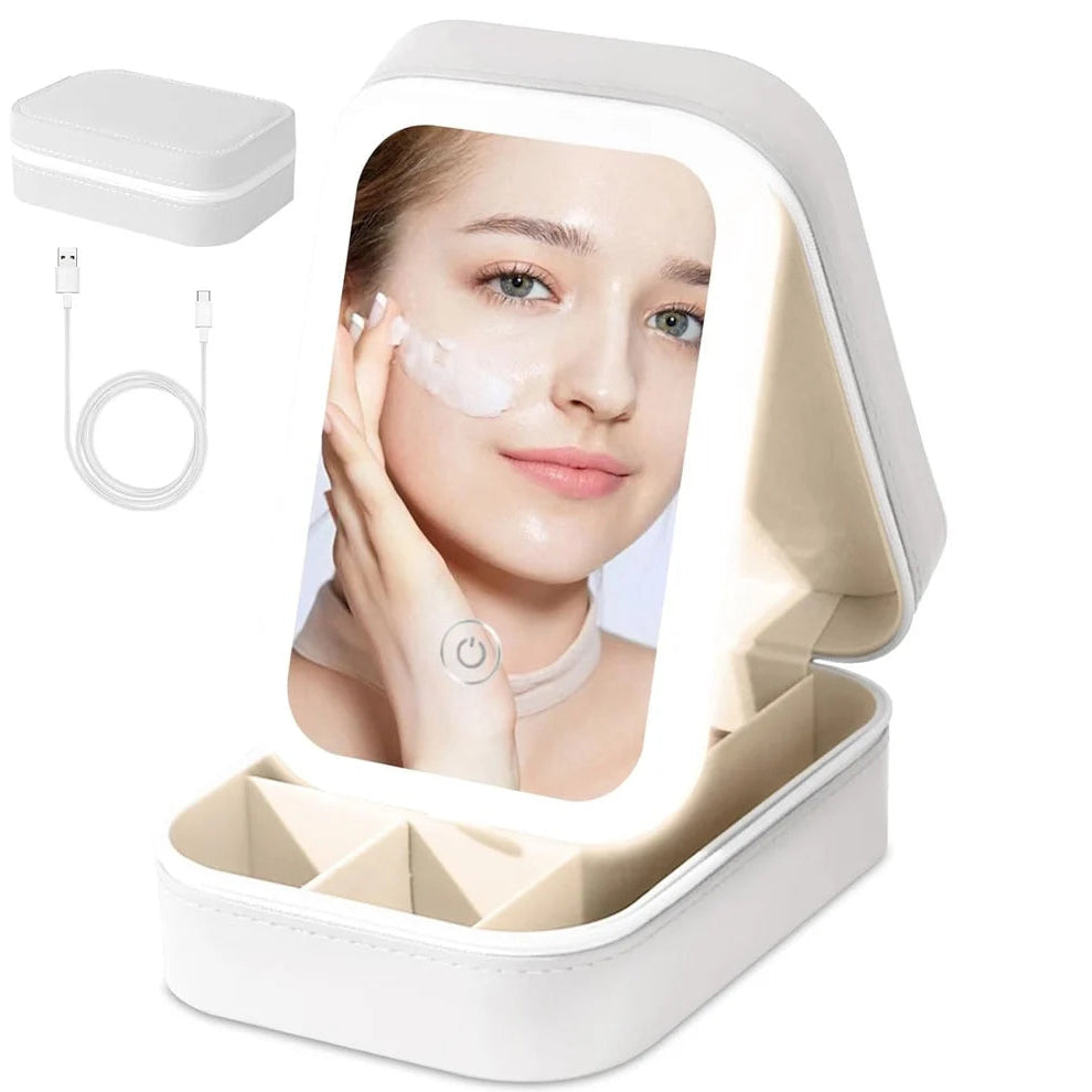 White Jewelry Box with LED Mirror