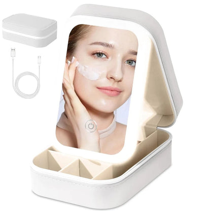 White Jewelry Box with LED Mirror